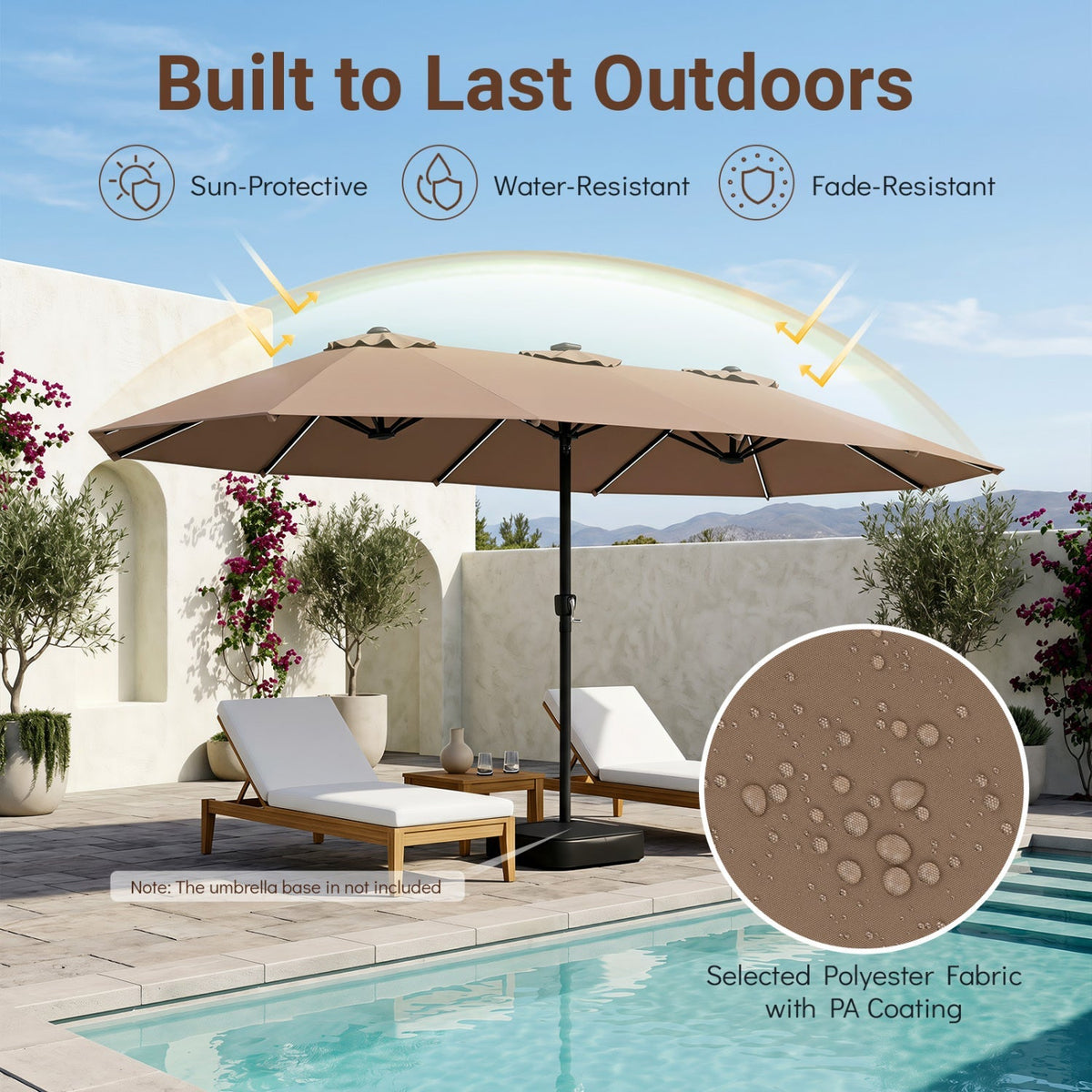 15.5 ft Patio Umbrella with Solar LED Lights & Crank - Fabs things