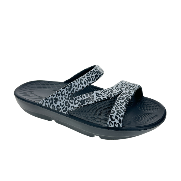 Sovella Active Recovery Sandals Women's PF Slide Black/Leopard - Fabs things