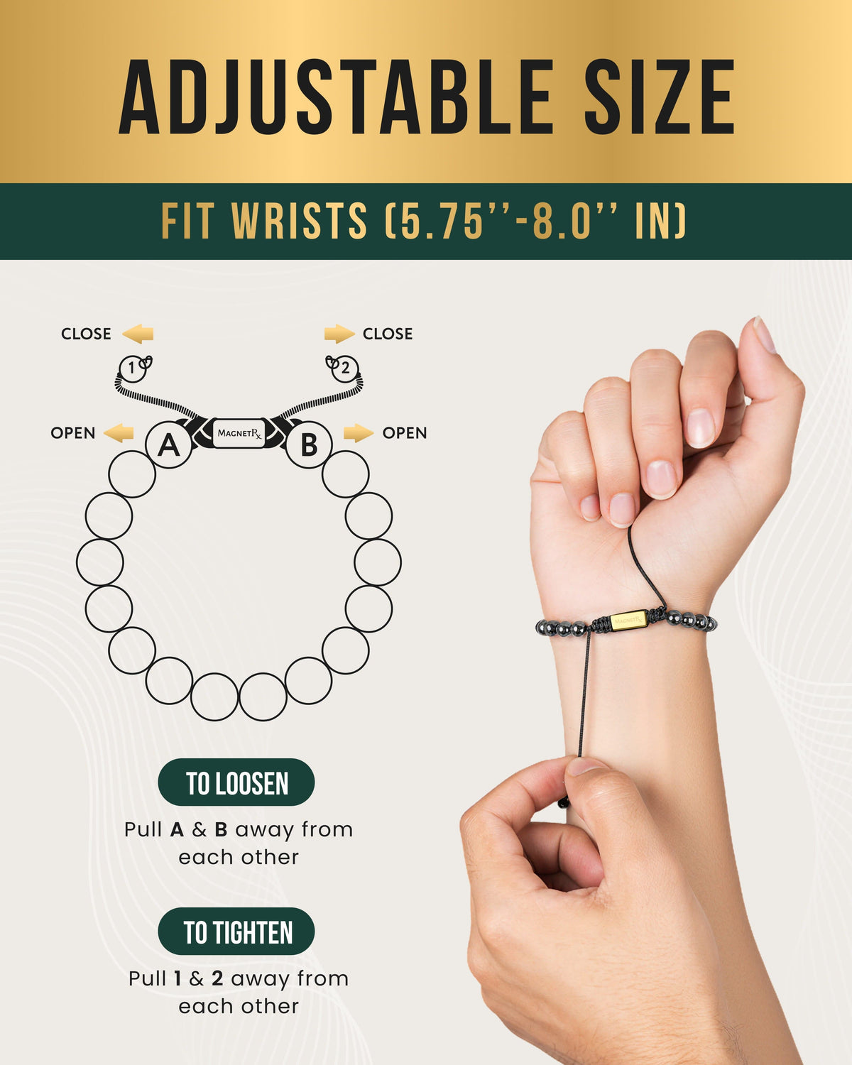 High Power Magnetic Hematite Bracelet Gold Zeus - Fabs things