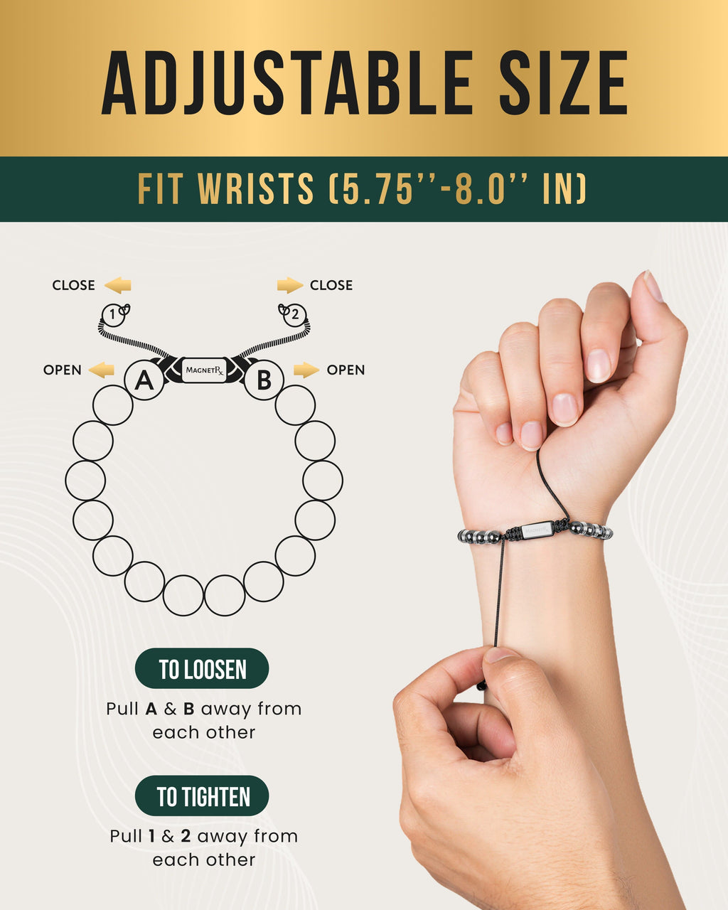 High Power Magnetic Hematite Bracelet Silver Titan - Fabs things