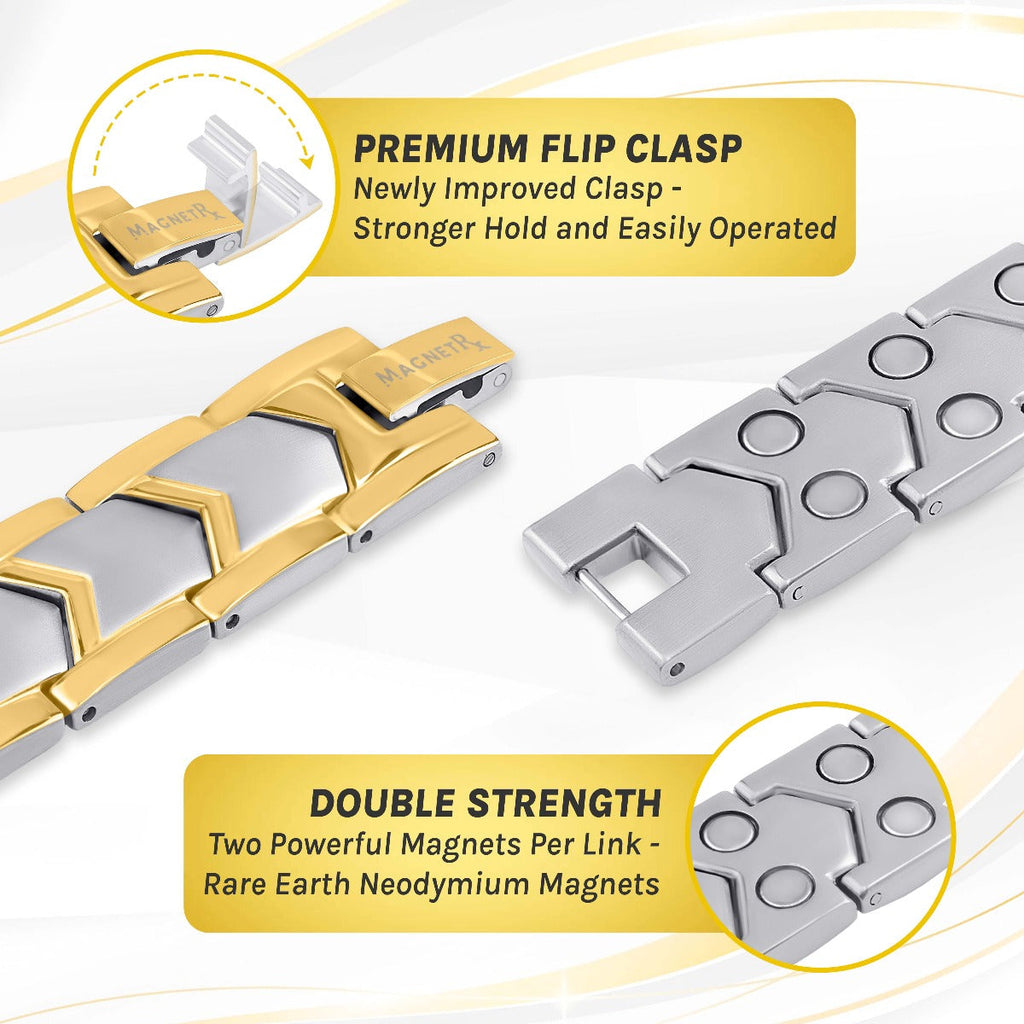 Ultra Strength Silver & Gold Arrow Chain Magnetic Therapy Bracelet - Fabs things