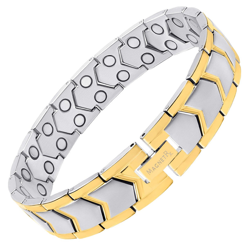 Ultra Strength Silver & Gold Arrow Chain Magnetic Therapy Bracelet - Fabs things