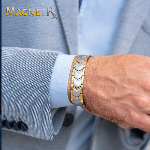 Ultra Strength Silver & Gold Arrow Chain Magnetic Therapy Bracelet - Fabs things
