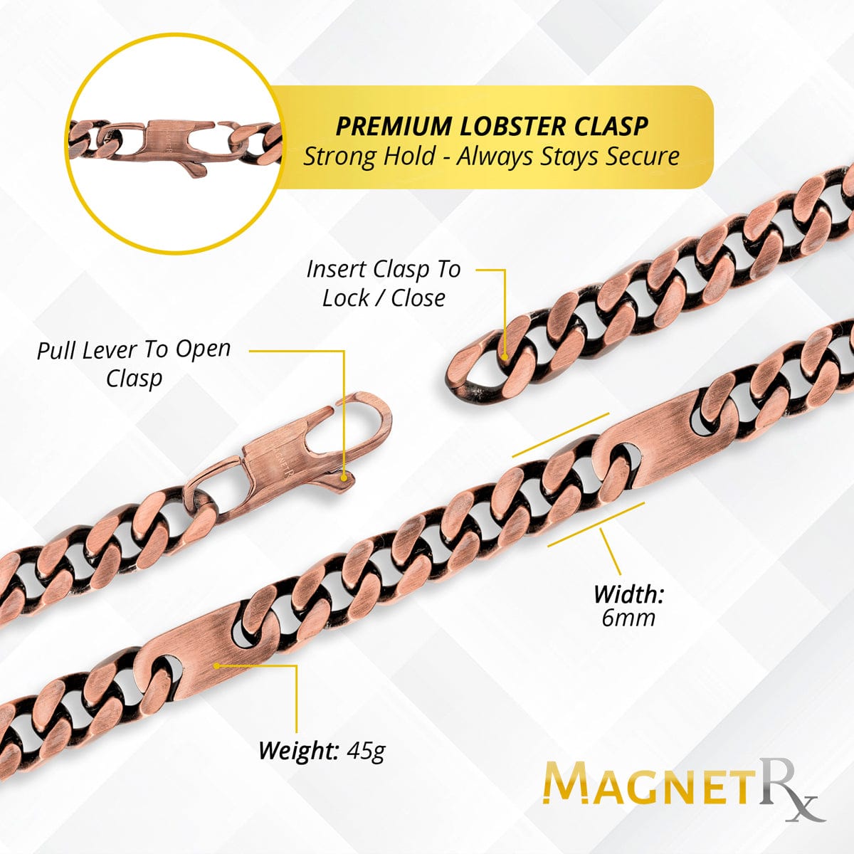 Copper Magnetic Therapy Necklace Curb Chain - Fabs things