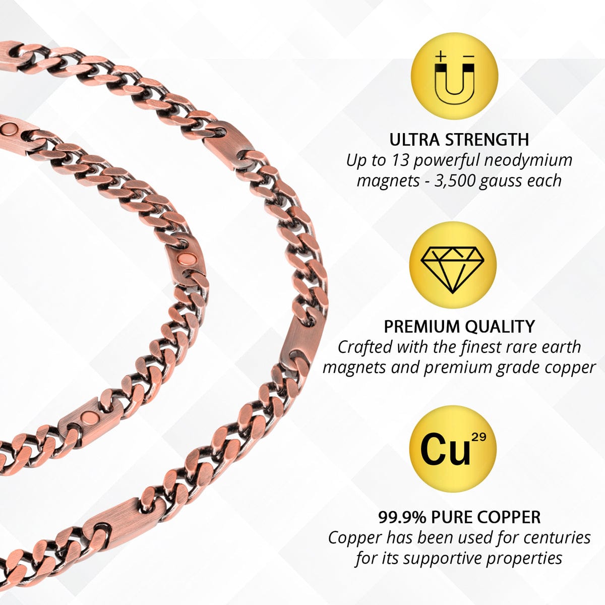 Copper Magnetic Therapy Necklace Curb Chain - Fabs things