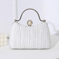MAC071 Pearl Bag Banquet Bag Pleated Diamond Encrusted Handbag - Fabs things