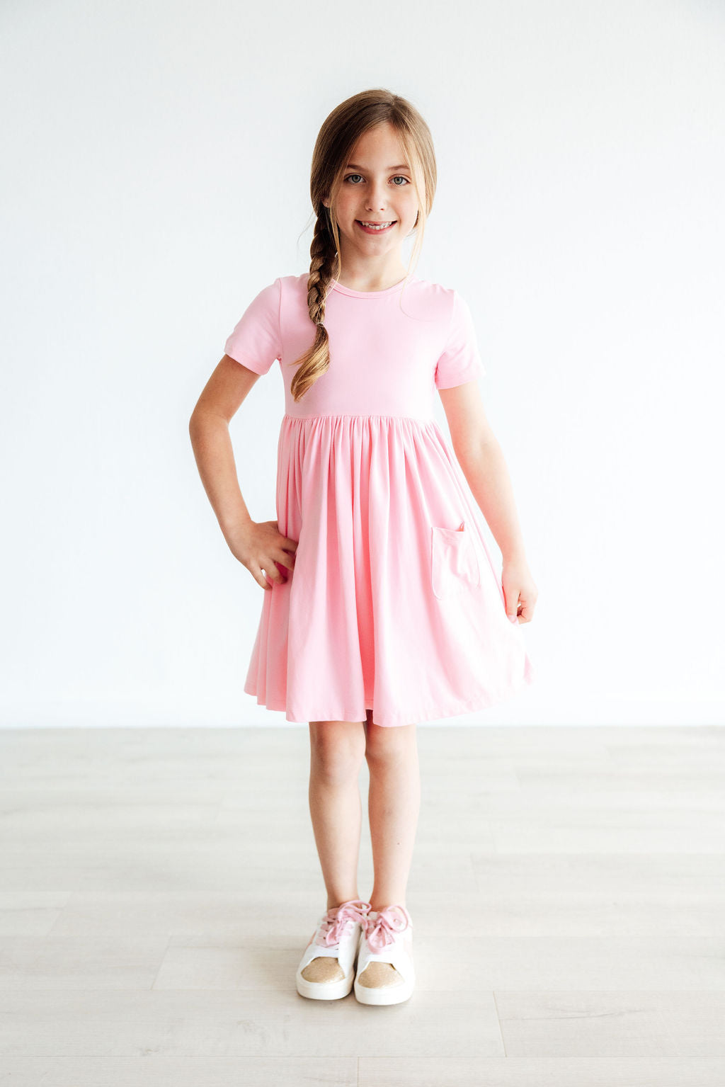 Bubblegum Pink S/S Pocket Twirl Dress - Fabs things