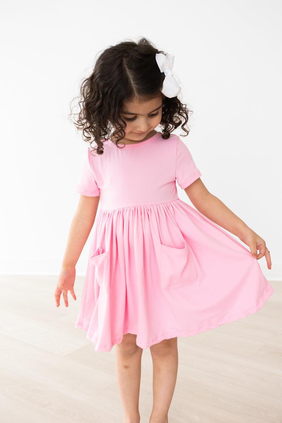 Bubblegum Pink S/S Pocket Twirl Dress - Fabs things