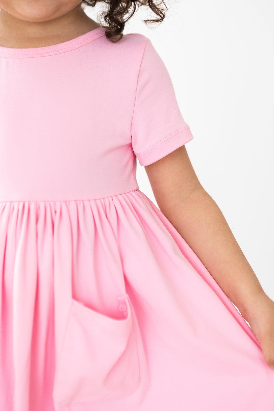 Bubblegum Pink S/S Pocket Twirl Dress - Fabs things