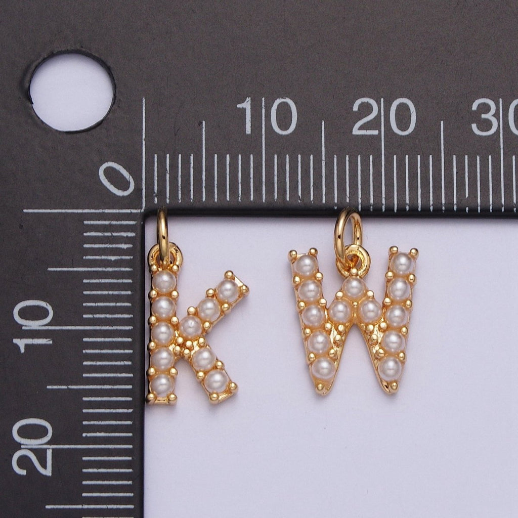 Mini Alphabet Pearl Charm Tiny Pearl Initial Charm 16K Gold Filled Charm for Personalized Jewelry | A-313-A-325