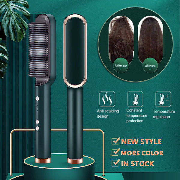 New 2 In 1 Hair Straightener Hot Comb Negative Ion Curling Tong Dual-purpose Electric Hair Brush - Fabs things