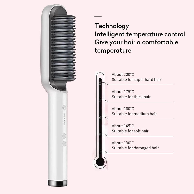 New 2 In 1 Hair Straightener Hot Comb Negative Ion Curling Tong Dual-purpose Electric Hair Brush - Fabs things