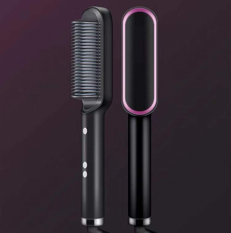 New 2 In 1 Hair Straightener Hot Comb Negative Ion Curling Tong Dual-purpose Electric Hair Brush - Fabs things