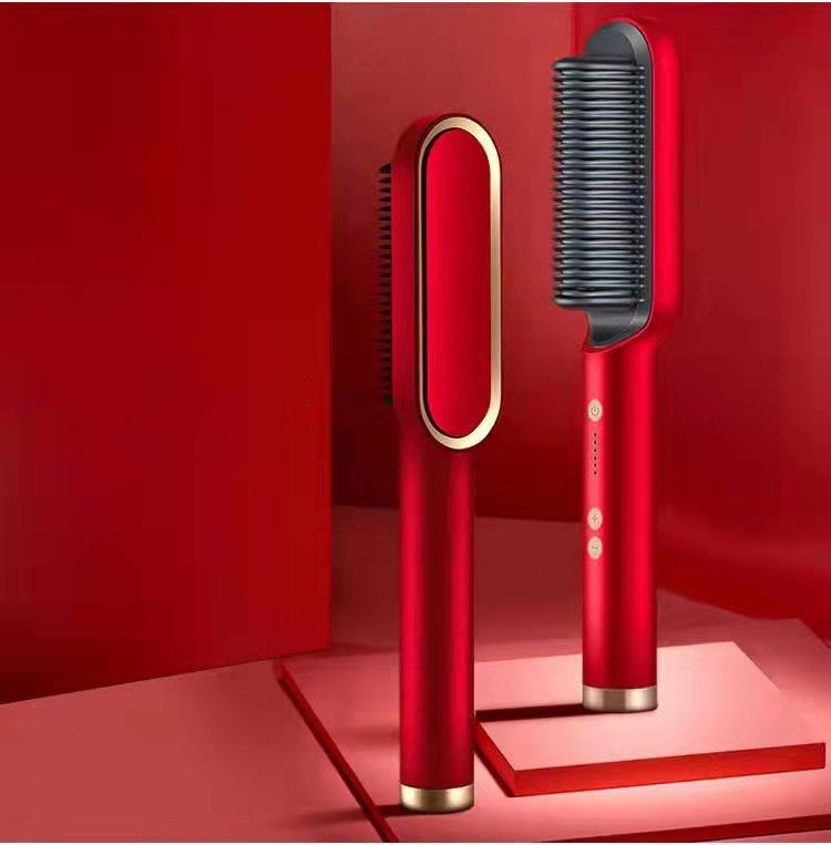 New 2 In 1 Hair Straightener Hot Comb Negative Ion Curling Tong Dual-purpose Electric Hair Brush - Fabs things