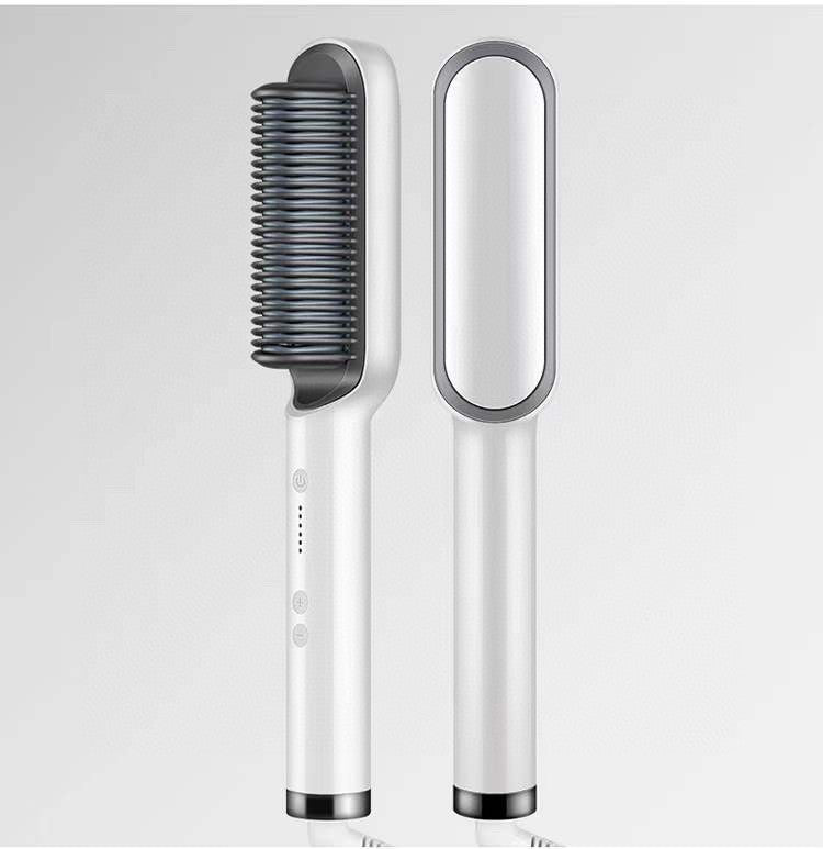New 2 In 1 Hair Straightener Hot Comb Negative Ion Curling Tong Dual-purpose Electric Hair Brush - Fabs things