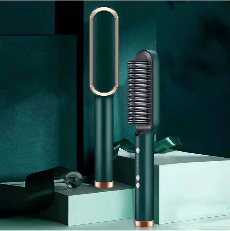 New 2 In 1 Hair Straightener Hot Comb Negative Ion Curling Tong Dual-purpose Electric Hair Brush - Fabs things