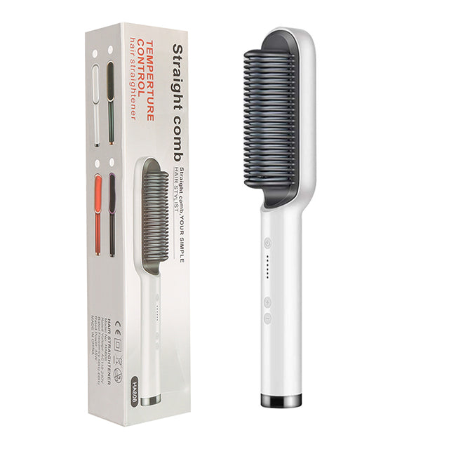 New 2 In 1 Hair Straightener Hot Comb Negative Ion Curling Tong Dual-purpose Electric Hair Brush - Fabs things
