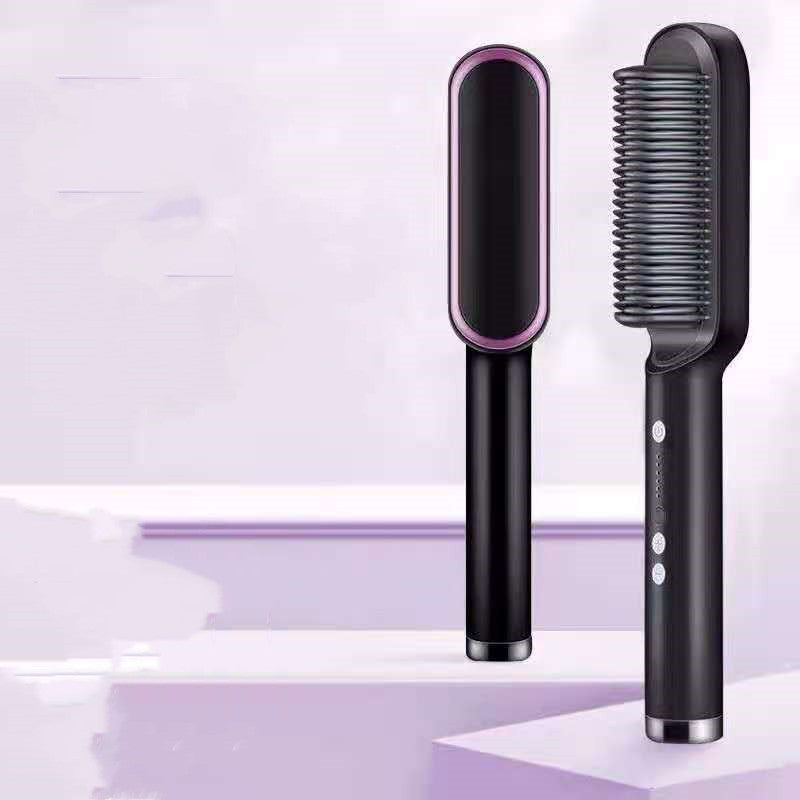 New 2 In 1 Hair Straightener Hot Comb Negative Ion Curling Tong Dual-purpose Electric Hair Brush - Fabs things