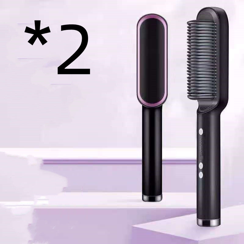 New 2 In 1 Hair Straightener Hot Comb Negative Ion Curling Tong Dual-purpose Electric Hair Brush - Fabs things
