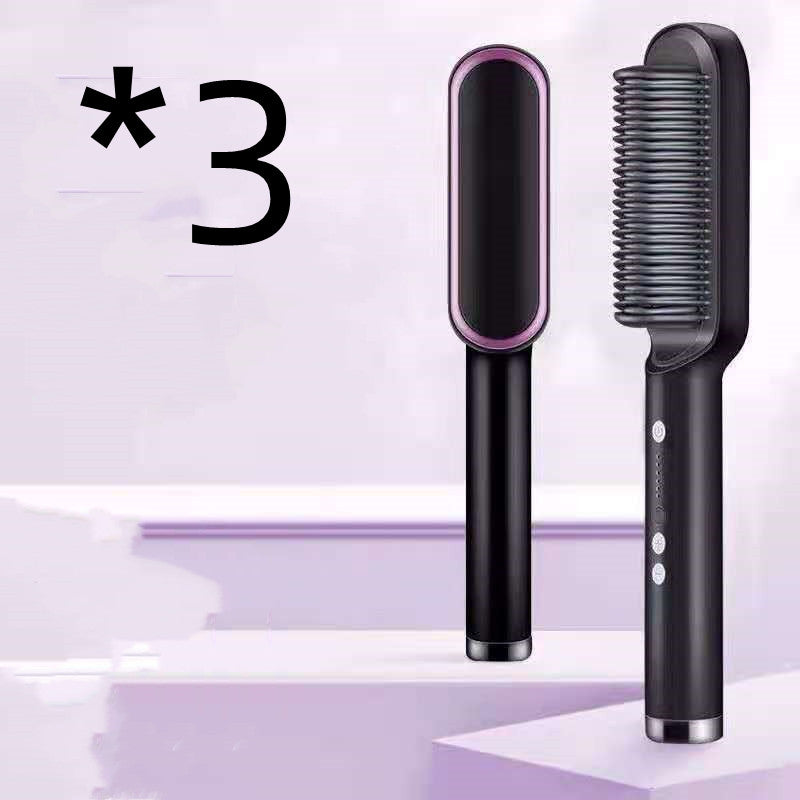 New 2 In 1 Hair Straightener Hot Comb Negative Ion Curling Tong Dual-purpose Electric Hair Brush - Fabs things
