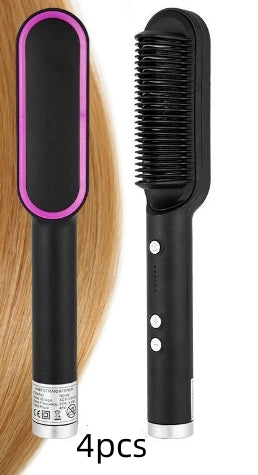 New 2 In 1 Hair Straightener Hot Comb Negative Ion Curling Tong Dual-purpose Electric Hair Brush - Fabs things