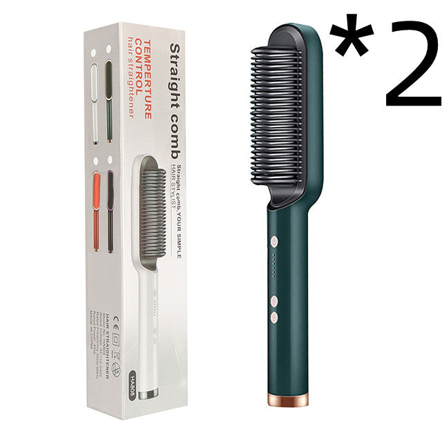 New 2 In 1 Hair Straightener Hot Comb Negative Ion Curling Tong Dual-purpose Electric Hair Brush - Fabs things