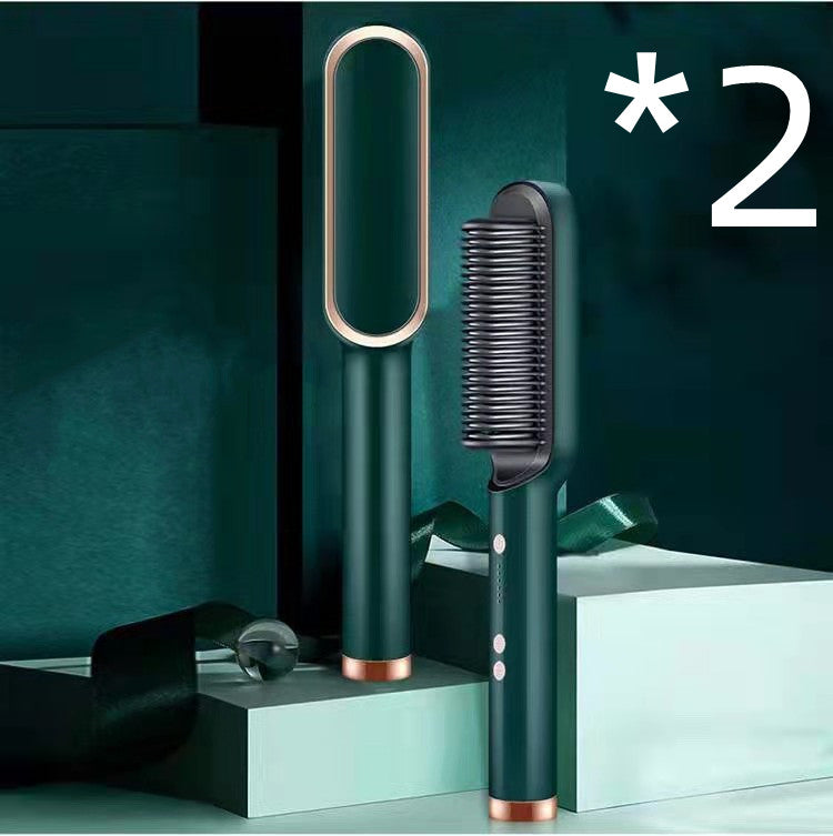 New 2 In 1 Hair Straightener Hot Comb Negative Ion Curling Tong Dual-purpose Electric Hair Brush - Fabs things