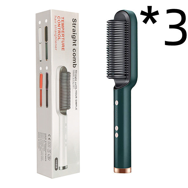 New 2 In 1 Hair Straightener Hot Comb Negative Ion Curling Tong Dual-purpose Electric Hair Brush - Fabs things