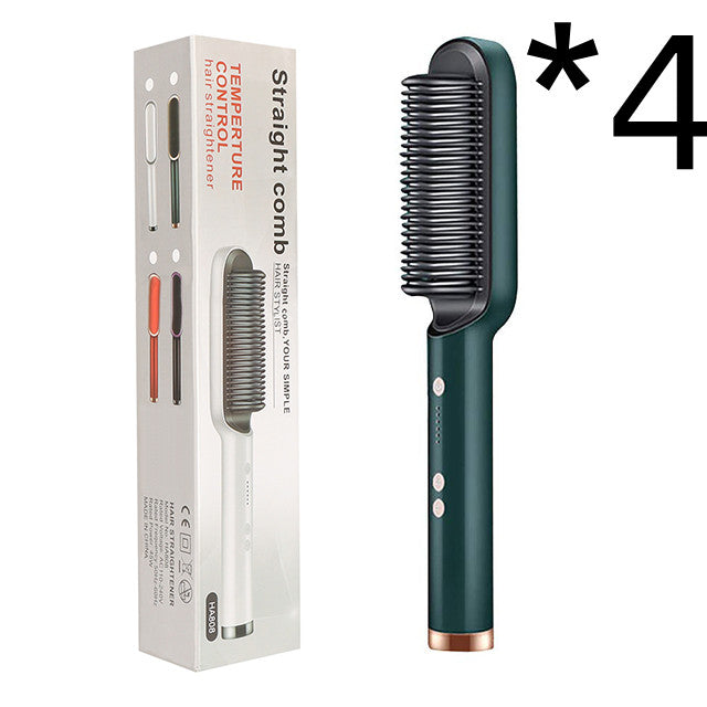 New 2 In 1 Hair Straightener Hot Comb Negative Ion Curling Tong Dual-purpose Electric Hair Brush - Fabs things