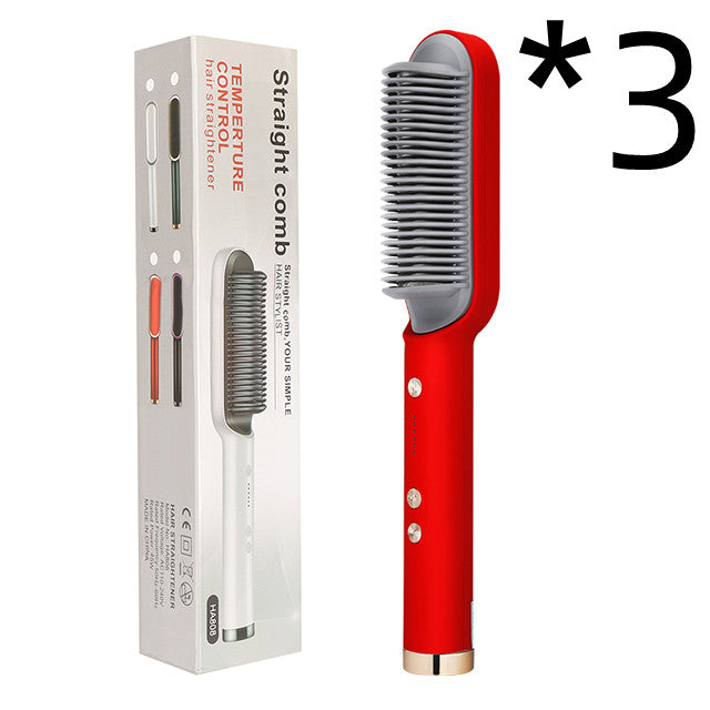 New 2 In 1 Hair Straightener Hot Comb Negative Ion Curling Tong Dual-purpose Electric Hair Brush - Fabs things