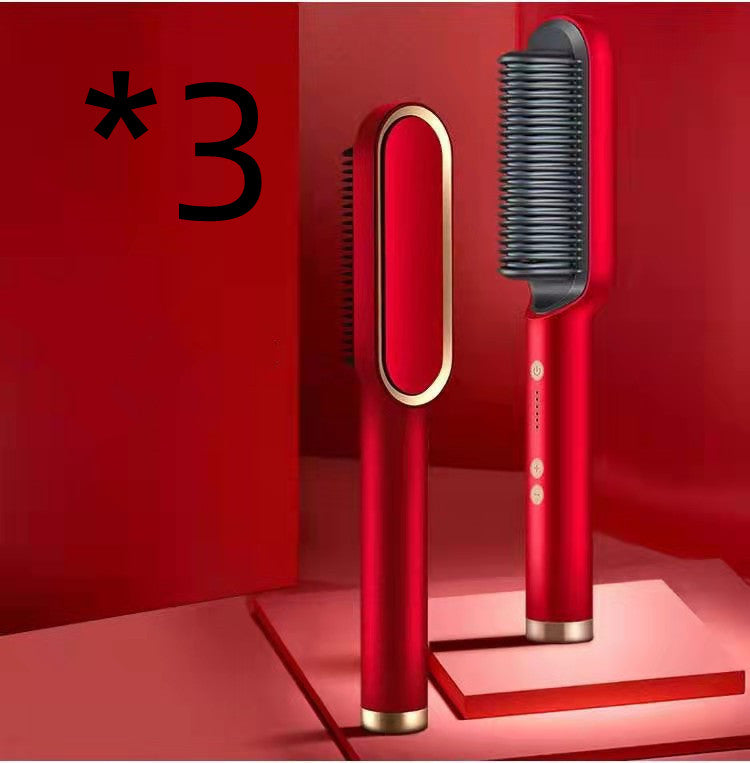 New 2 In 1 Hair Straightener Hot Comb Negative Ion Curling Tong Dual-purpose Electric Hair Brush - Fabs things