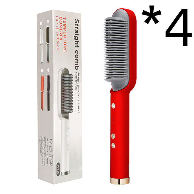New 2 In 1 Hair Straightener Hot Comb Negative Ion Curling Tong Dual-purpose Electric Hair Brush - Fabs things