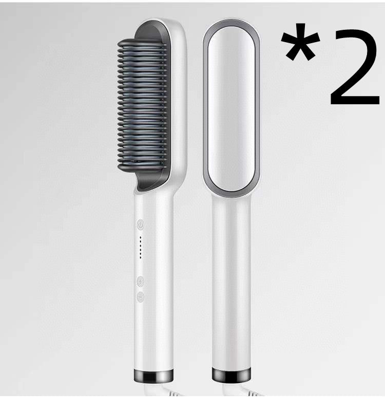 New 2 In 1 Hair Straightener Hot Comb Negative Ion Curling Tong Dual-purpose Electric Hair Brush - Fabs things
