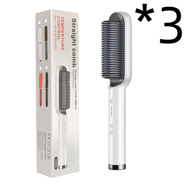 New 2 In 1 Hair Straightener Hot Comb Negative Ion Curling Tong Dual-purpose Electric Hair Brush - Fabs things