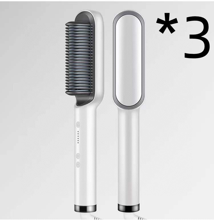 New 2 In 1 Hair Straightener Hot Comb Negative Ion Curling Tong Dual-purpose Electric Hair Brush - Fabs things