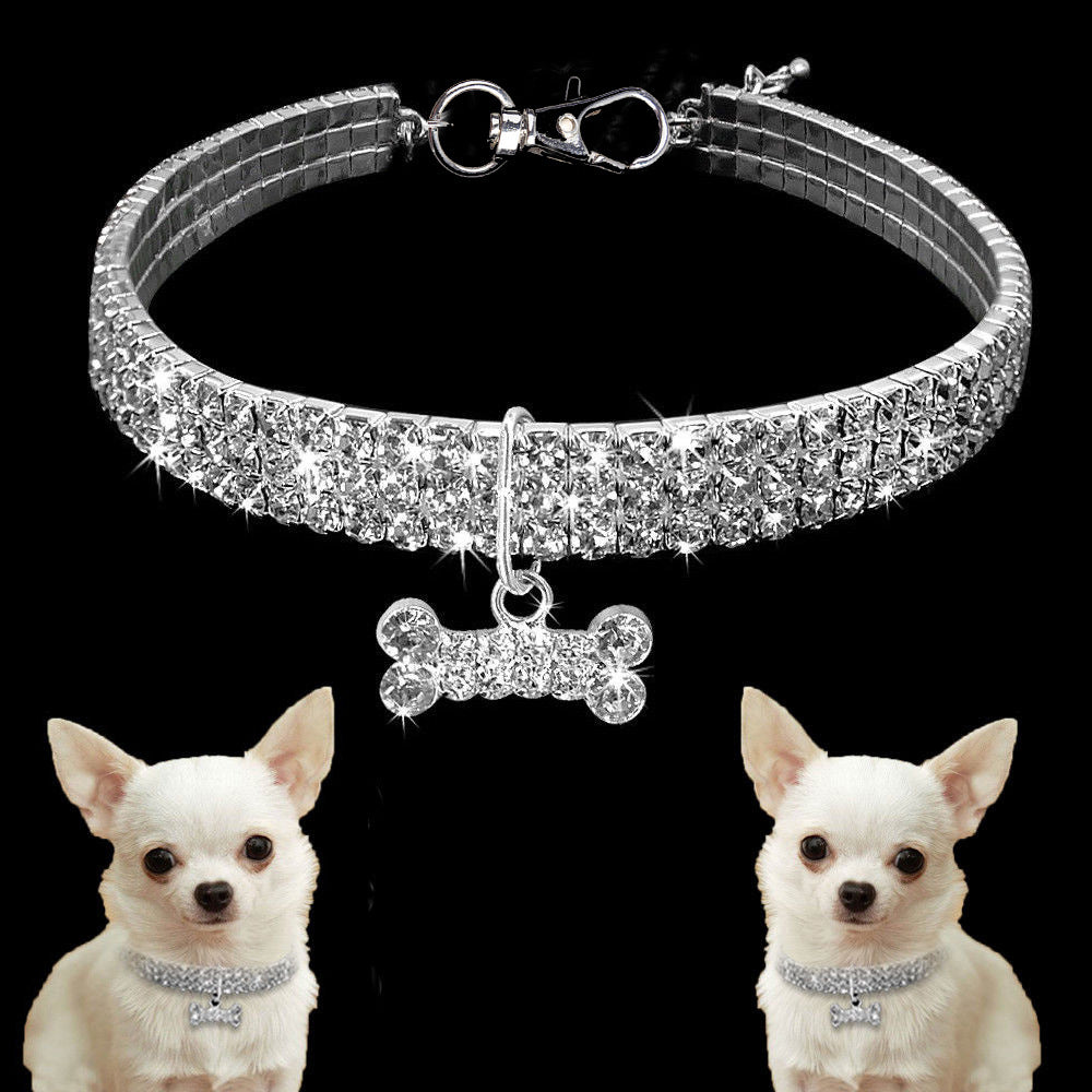 Bling Rhinestone Dog Collar Crystal Puppy Chihuahua Pet Dog Collars Leash For Small Medium Dogs Cats - Fabs things