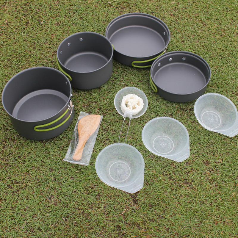 Outdoor Portable Cookware Camping Hiking Picnic Non-stick Cooking Pan Pot Bowl Set for 2-3 Person - Fabs things