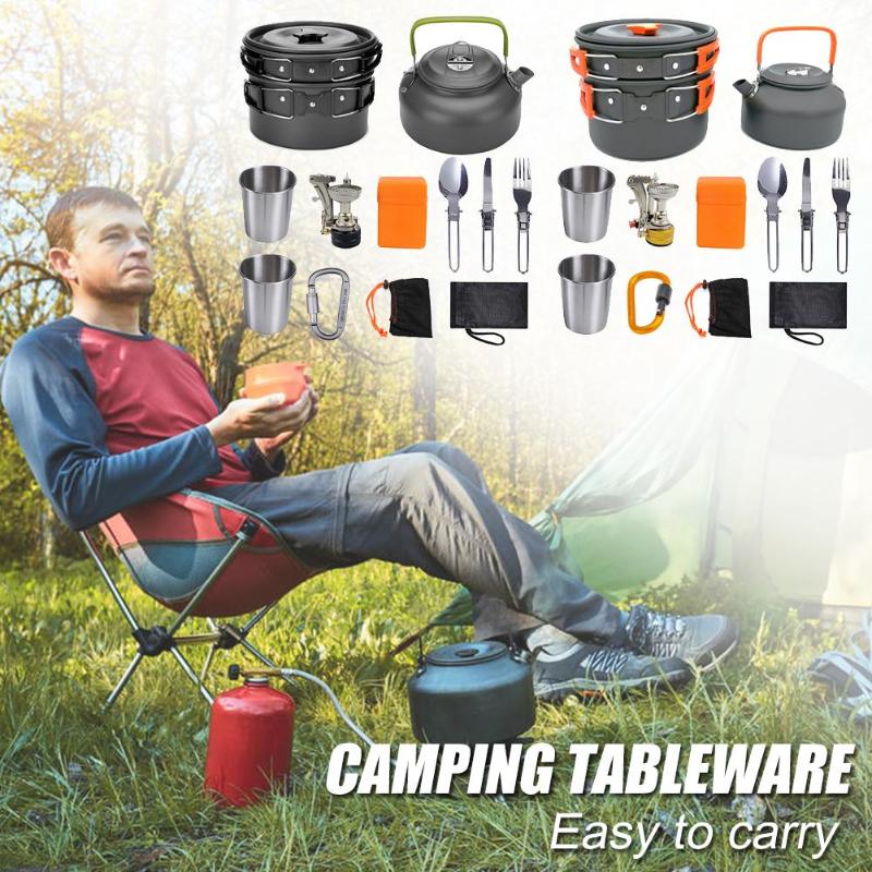 Camping Cookware Kit Outdoor Cooking Set Aluminum Equipment Outdoor Pot Travel Tableware Kitchen Hiking Picnic BBQ - Fabs things