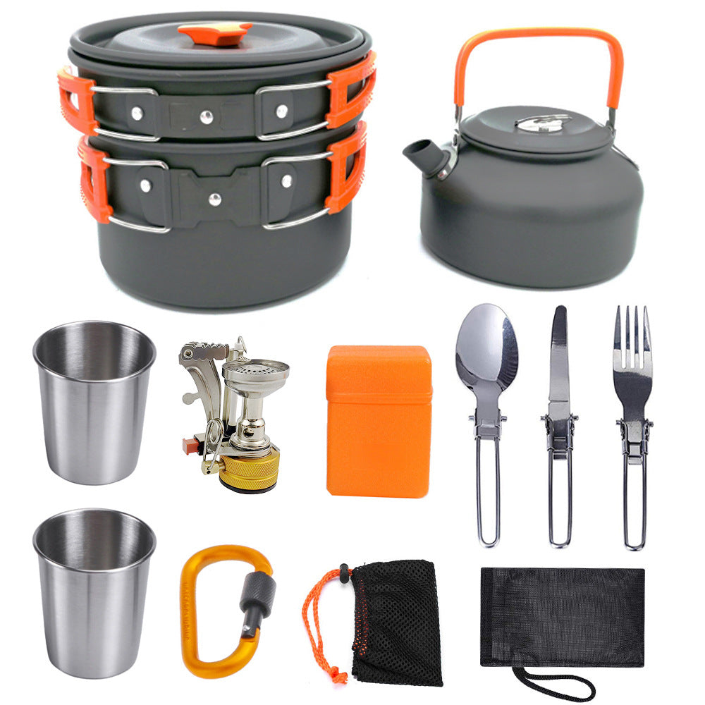 Camping Cookware Kit Outdoor Cooking Set Aluminum Equipment Outdoor Pot Travel Tableware Kitchen Hiking Picnic BBQ - Fabs things