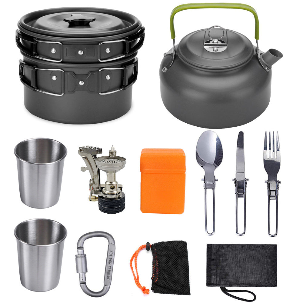Camping Cookware Kit Outdoor Cooking Set Aluminum Equipment Outdoor Pot Travel Tableware Kitchen Hiking Picnic BBQ - Fabs things