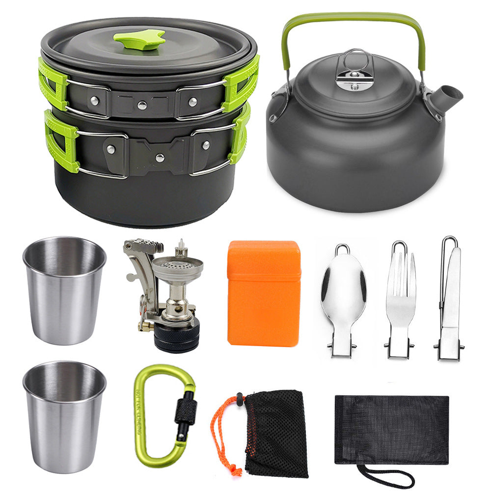 Camping Cookware Kit Outdoor Cooking Set Aluminum Equipment Outdoor Pot Travel Tableware Kitchen Hiking Picnic BBQ - Fabs things