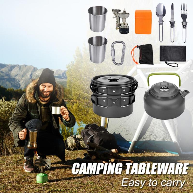 Camping Cookware Kit Outdoor Cooking Set Aluminum Equipment Outdoor Pot Travel Tableware Kitchen Hiking Picnic BBQ - Fabs things