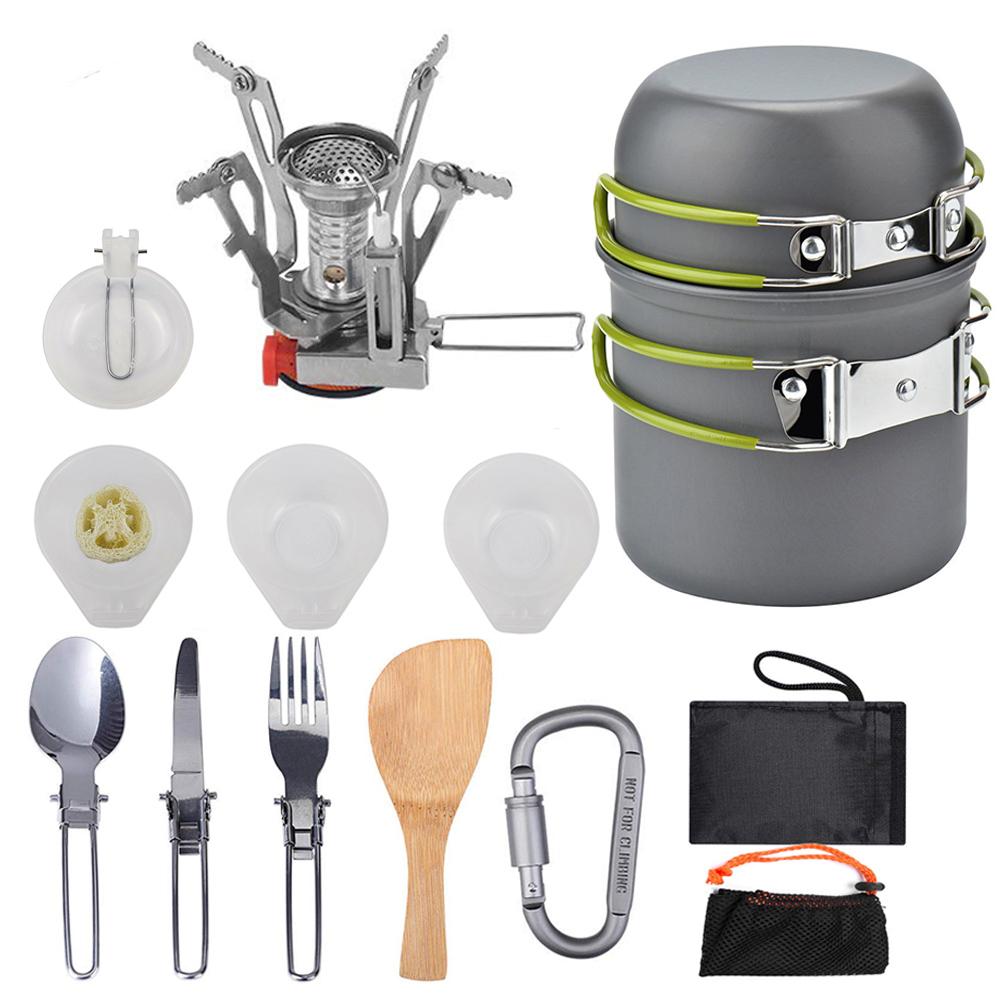 Camping Cookware Kit Outdoor Cooking Set Aluminum Equipment Outdoor Pot Travel Tableware Kitchen Hiking Picnic BBQ - Fabs things