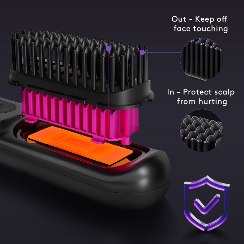 2 In 1 Straight Hair Comb Wireless Hair Straightener Brush Hair Fast Heating Portable Hot Curler USB Charging - Fabs things