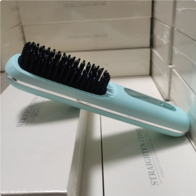 2 In 1 Straight Hair Comb Wireless Hair Straightener Brush Hair Fast Heating Portable Hot Curler USB Charging - Fabs things