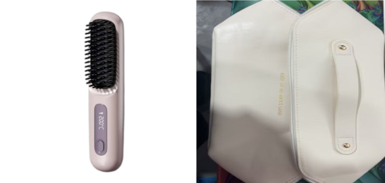 2 In 1 Straight Hair Comb Wireless Hair Straightener Brush Hair Fast Heating Portable Hot Curler USB Charging - Fabs things