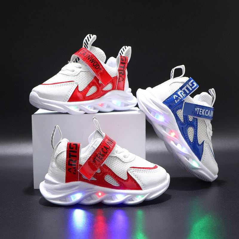 Children's Alphabet Webbing Mesh Breathable Kids Luminous Shoes Casual Sports Shoes - Fabs things