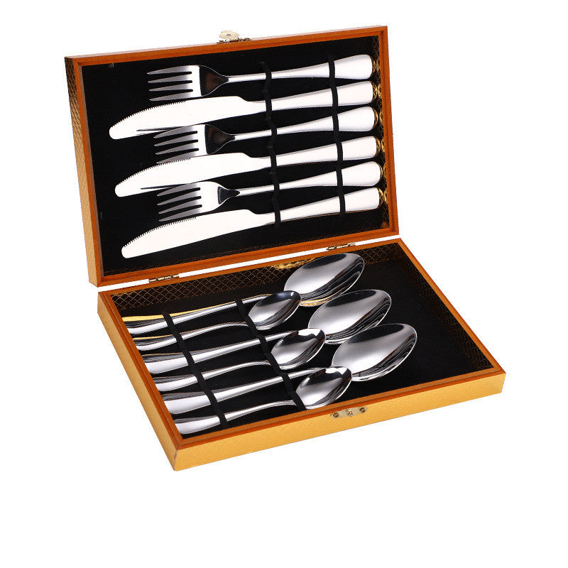 Stainless Steel Steak Cutlery Set Western Cutlery Cutlery Set Gift Box Wooden Box Cutlery - Fabs things
