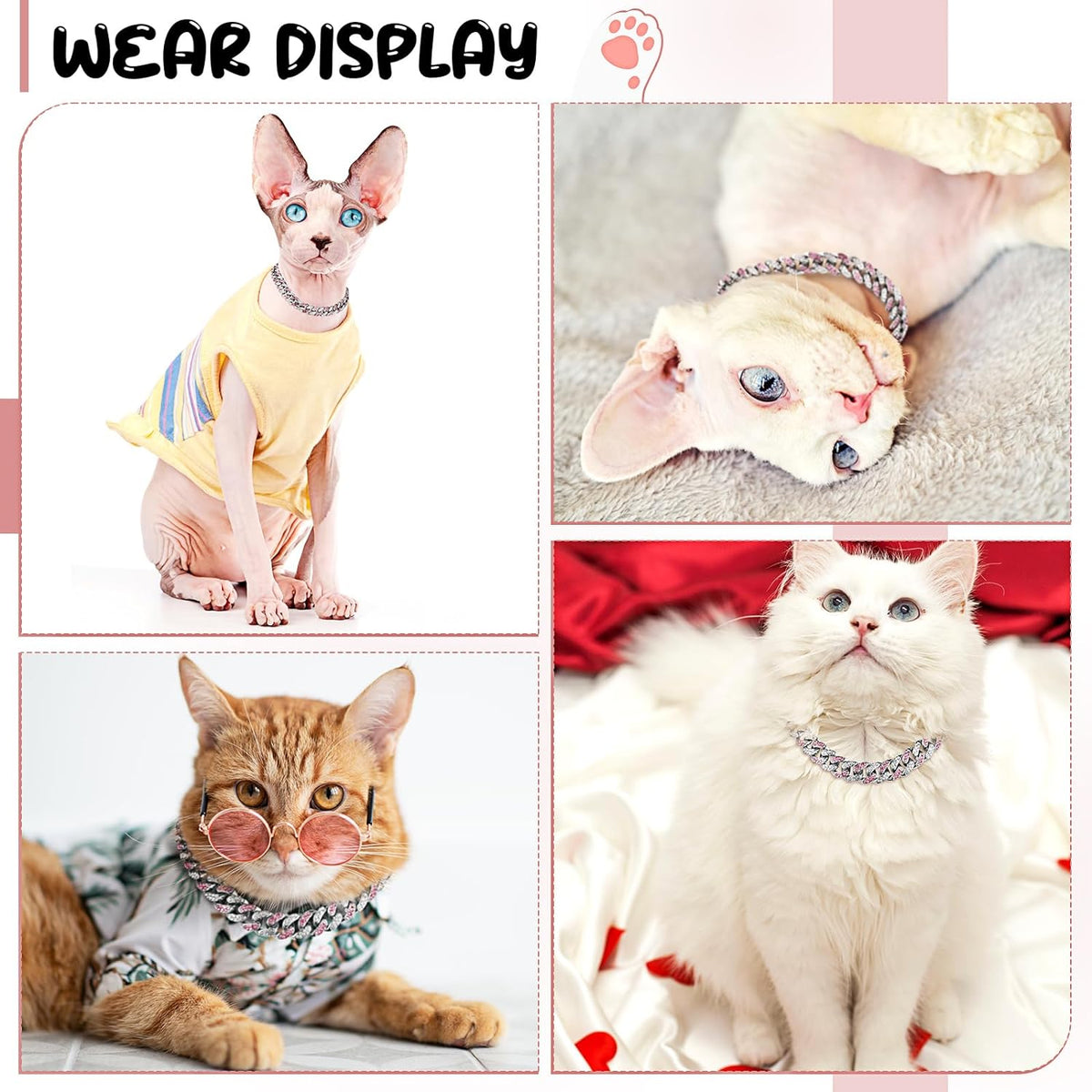 Dog Necklace Metal Cat Chain Pet Crystal Collar Jewelry Accessories For Small Medium Large Dogs Cats - Fabs things