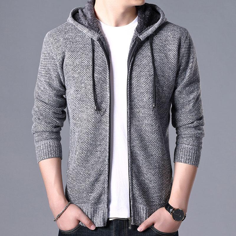 New Autumn Winter Jacket Men Warm Casual Slim Fit Fleece Jacket Elegant Jackets For Men Warm Soft Sweater Solid Jackets Casual Business Men Clothing Lightweight Hooded Jackets - Fabs things
